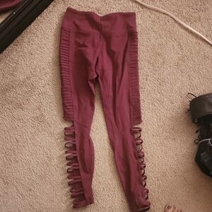 Burgundy Athletic Leggings with Cutout Design